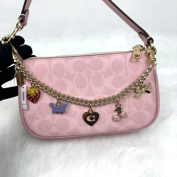 Coach Gold Swagger Chain with Charms, Cherry Strawberry Bow Heart CW663 … - Picture 3 of 10